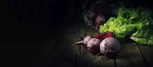 Vegetable Photography Prints: Botwina, Rustic Young Beetroot