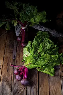 Vegetable Photography Prints: Botwina, Rustic Young Beetroot