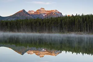 Canadian Rockies Landscape Prints: The Bow Range reflected in Herbert Lake at dawn