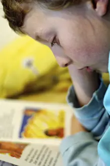 Childhood Leisure Activities Prints: Boy reading in bed