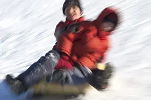 Blurred Motion Prints: Two boys on a bob sledge
