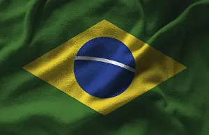 South American Flags Prints: Brazil flag with texture on a background