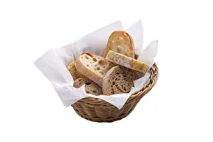 White Background Bread Prints: Bread in the basket isolated on white background