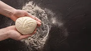 Homemade Pizza Dough Prints: Bread dough with dark background