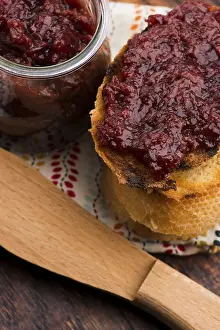 Breakfast Pastries Prints: Bread with sweet cherry jam