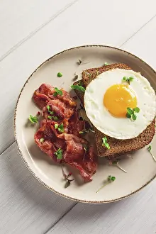 Fried Egg Prints: Breakfast, fried egg with bacon