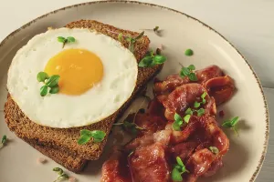 Crispy Bacon Prints: Breakfast, fried egg with bacon