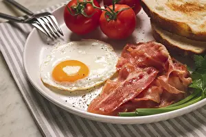 British Breakfast Meal Prints: Breakfast, fried egg, bacon and bread