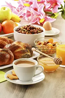 Orange Juice Nutrition Facts Prints: Breakfast including coffee, bread