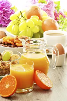 Healthy Breakfast Options Prints: Breakfast including coffee, bread