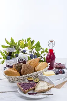Empty Bakery Products Display Prints: Breakfast with plum jam