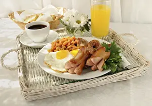 Orange Juice Nutrition Prints: Breakfast with scrambled eggs, bacon