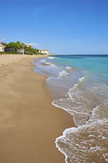 Catalonia Shoreline Prints: Breaking waves on a sandy beach