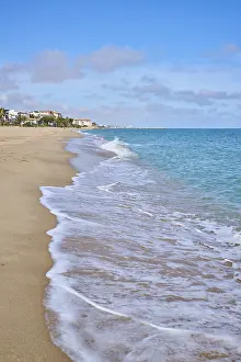 Catalonia Shoreline Prints: Breaking waves on a sandy beach