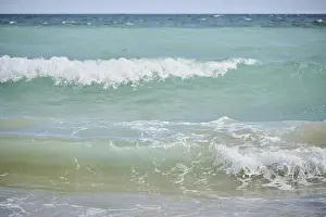 Catalonia Shoreline Prints: Breaking waves on a sandy beach