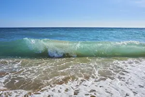 Tarragona Beach Prints: Breaking waves on a sandy beach