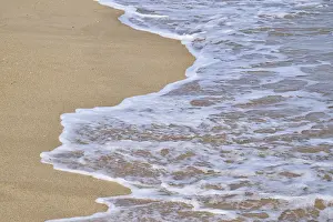 Deserted Spanish Beaches Prints: Breaking waves on a sandy beach
