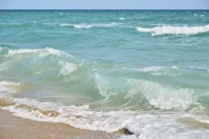 Spanish Coastline Prints: Breaking waves on a sandy beach