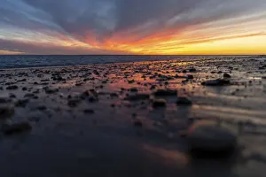 Sunset On The Shore Prints: A breathtaking sunset on the beach