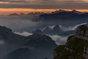 Bregenzerwald Mountains Prints: Bregenzerwald mountains with clouds below