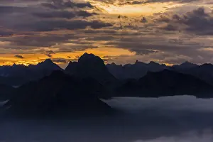 Bregenzerwald Mountains Prints: Bregenzerwald mountains with clouds below