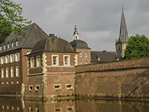 Clinker Construction Europe Prints: Brick architecture with tower and moat