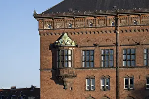 Administrative Building In Europe Prints: Brick facade with bay window