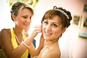 Wedding Day Happiness Prints: Bride being made up