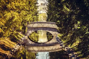 Deserted City View Prints: Bridge in the spring in the park