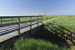 Westerheversand Lighthouse Prints: Bridge at Westerheversand lighthouse