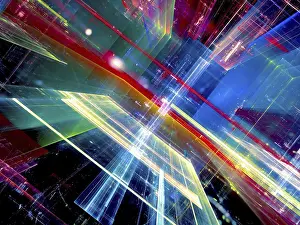 Abstract Technology Background Prints: Bright colored technology background - abstract computer-generated image