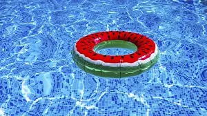 Summer Leisure Activity Prints: A bright ring-a float, with a watermelon