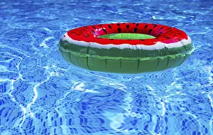 Summer Holiday Photography Prints: A bright ring-a float, with a watermelon