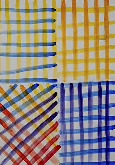 Expressionism Prints: Vibrant Grid Patterns Print in Bold Colors