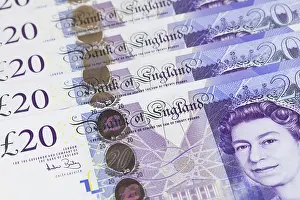 Studio Shot Finance Prints: British twenty pound notes