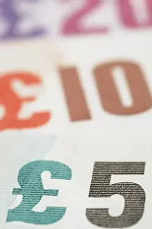 Close Up Money Prints: British Pound Notes Close Up