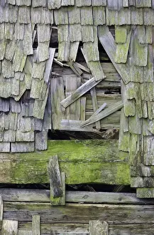 Deserted Homes Prints: Broken shingles on a house