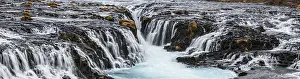 Icelandic Landscapes From Above Prints: Bruarfoss Waterfall in winter