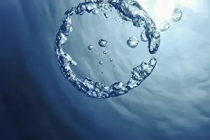 Underwater Ring Prints: Bubble Ring Underwater ascends towards the Sun
