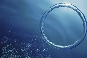 Deserted Ocean Scene Prints: Bubble Ring Underwater, Ring Bubble
