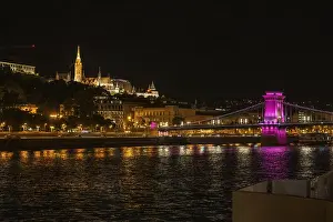 Chain Bridge Hungary Prints: Budapest by night, Chain Bridge, Hungary