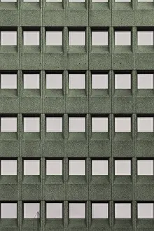 Architectural Style Of The Netherlands Prints: Building facade with a green grid pattern and square windows