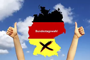 Thumbs Up Gesture Prints: Bundestag elections, map of Germany