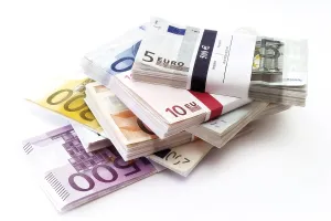 Currency Finance Prints: Bundle of Euro bills