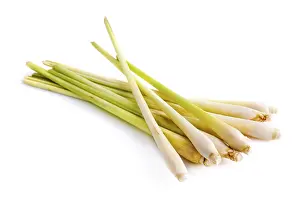Plain White Background Photo Prints: Bundle of Fresh Lemon Grass on white background