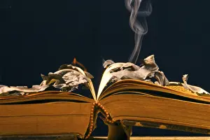 Mystic Still Life Prints: Burning old book