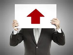 Red Arrows Prints: Businessman with Upward Trending Stock Print