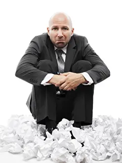 Tired Businessperson Prints: Business problems and failure at work concept