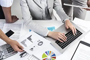 Business Team Meeting Prints: Business team working with documents