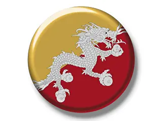 Prints of Button, flag of Bhutan Bhutan Prints: Button, Flag of Bhutan Print